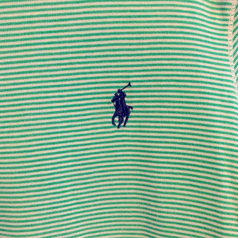 Large Green & White striped Ralph Lauren Polo Tee